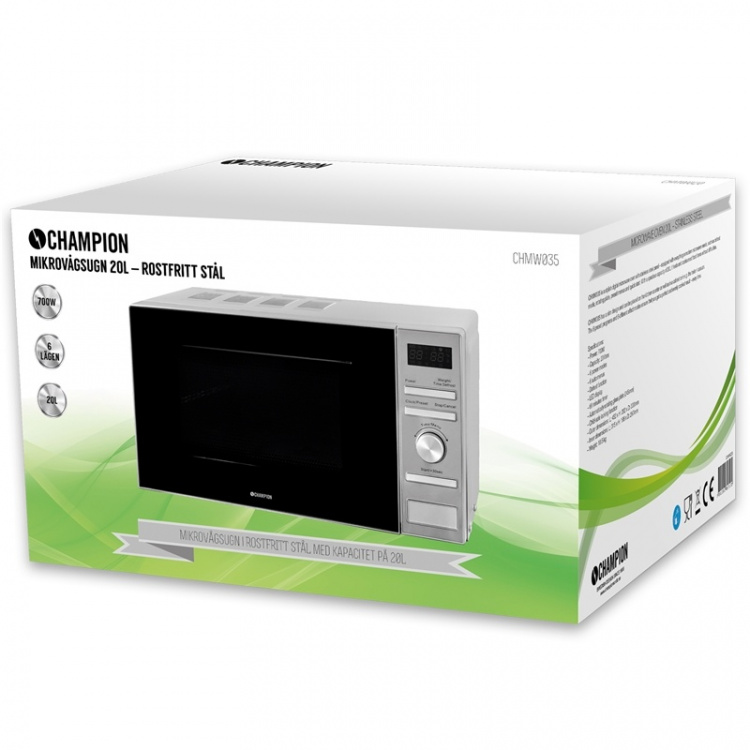 Champion Mikrovågsugn Digital 20L 700W MW035 Rostfri