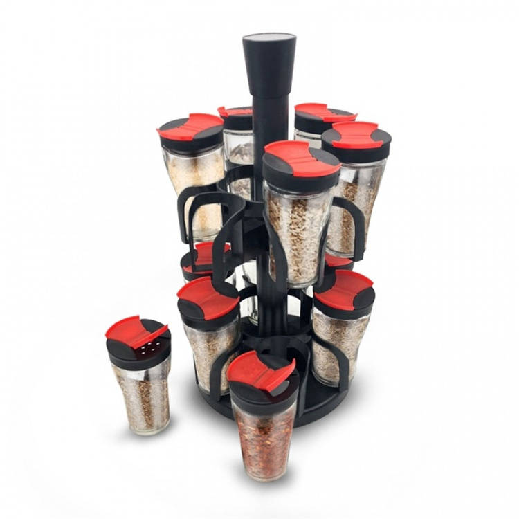 Herzberg Kryddhylla med 12 glasburkar (HG-6004)