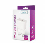 Setty USB Väggladdare 2.4A Vit