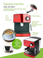 Adler Espressomaskin - 15 bar, Röd