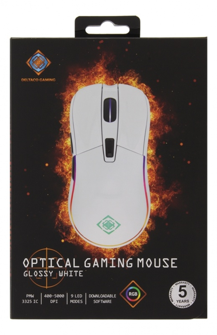 DELTACO GAMING optisk mus, PMW3325, 400-5000 DPI, 1000 Hz, RGB