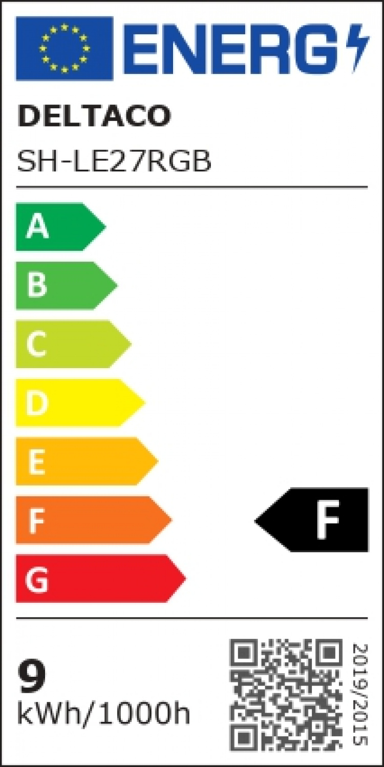 DELTACO SMART HOME RGB LED-lampa, E27, WiFI, 9W, 16milj färger, vit