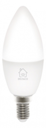 DELTACO SMART HOME LED-lampa, E14, WiFI, 4,5W, 2700K-6500K, dimbar, vit