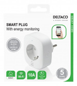Deltaco Smart Home Strömbrytare, WiFi, Energimätare, Vit