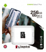 Kingston 256GB micSDXC Canvas Select Plus 100R A1 C10 1-pack w/o ADP