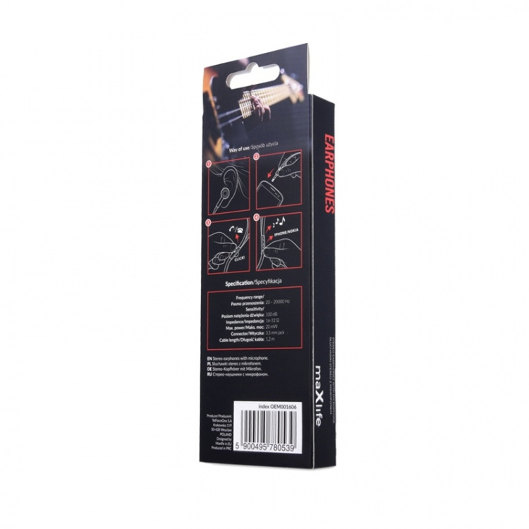 Maxlife MXEP-02 - In-Ear hörlurar med mic, Svart