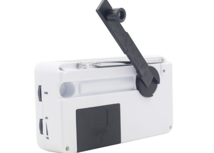 Multifunktionell Vevradio med LED-lampa - FM-radio, USB, Solcell, Dynamo RD626