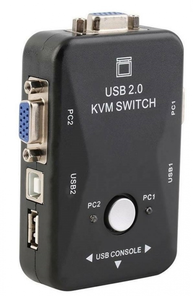 KVM-switch USB/VGA, styr 2 datorer samtidigt