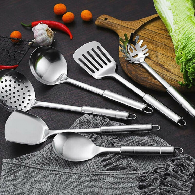 Köksredskap 6 delar med ställ, Rostfritt stål