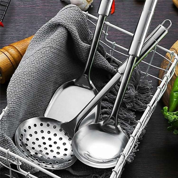 Köksredskap 6 delar med ställ, Rostfritt stål