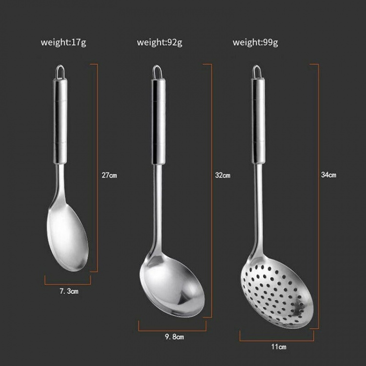 Köksredskap 6 delar med ställ, Rostfritt stål