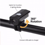 Uppladdningsbar cykellampa, 300lm, inkl. fäste & laddningskabel Uppladdningsbar cykellampa, 300lm, inkl. fäste & laddningskabel