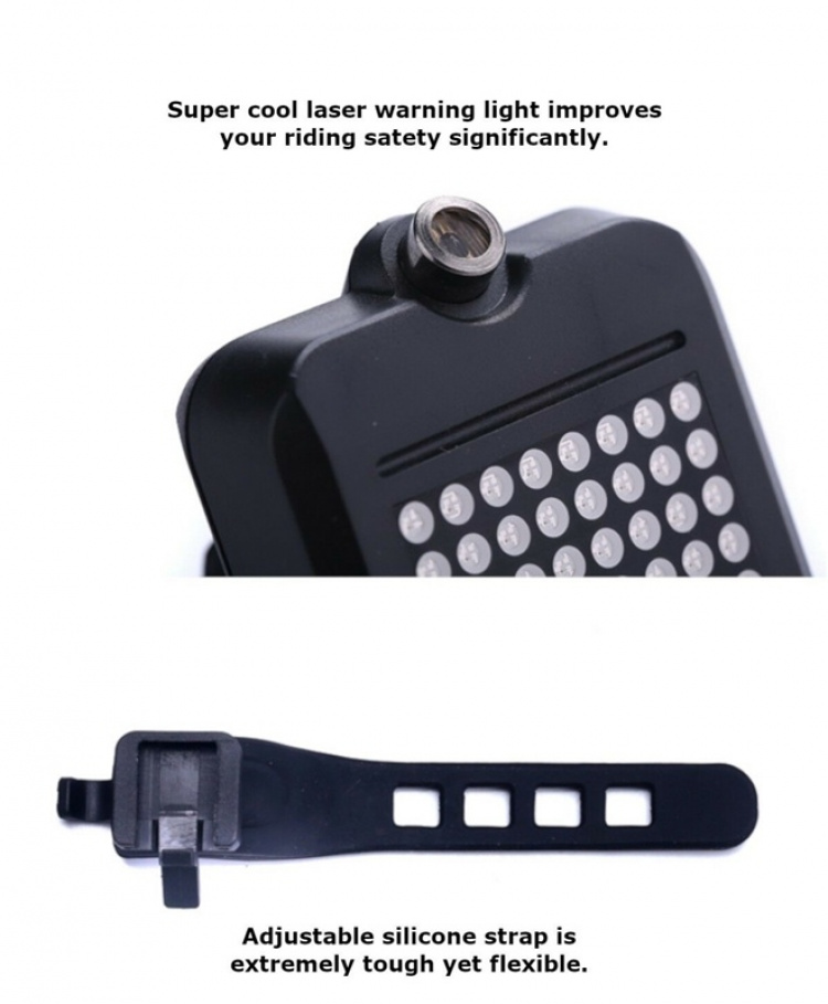 Smart automatisk baklampa till cykel med lasersensor & 64st LED Smart automatisk baklampa till cykel med lasersensor & 64st LED