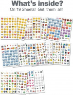Emoji-klistermärken, 19 ark med 900+ stickers