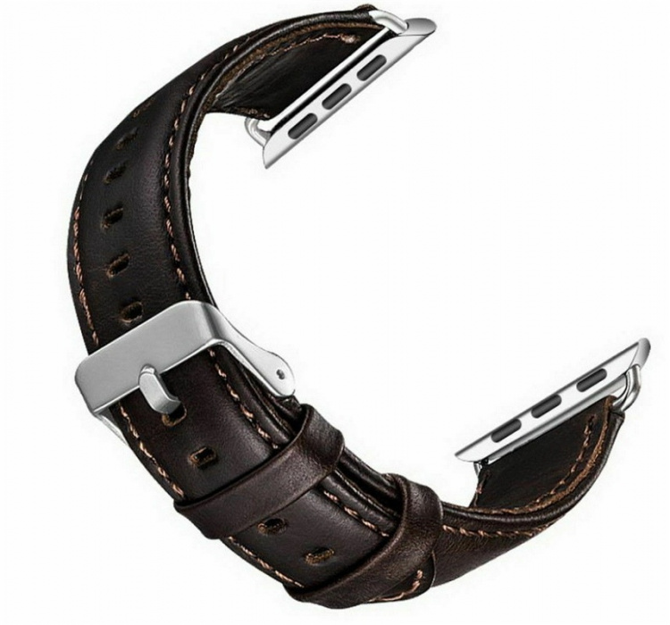 Klockarmband i Läderimitation till Apple Watch, 42/44/45mm, Mörkbrun Klockarmband i Läderimitation till Apple Watch, 42/44/45mm, Mörkbrun