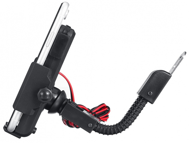 Motorcykelhållare med inbyggd trådlös snabbladdare, Svart (CD-3093) Motorcykelhållare med inbyggd trådlös snabbladdare, Svart (CD-3093)