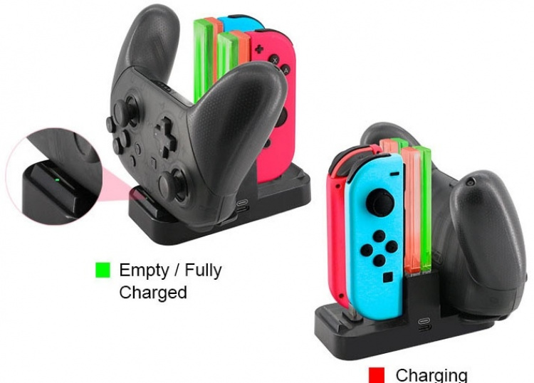 4 x Laddstation till Nintendo Switch och dess kontroller