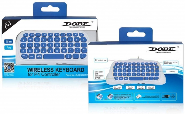 Tangentbord till Playstation 4-kontroll, Vit Tangentbord till Playstation 4-kontroll, Vit