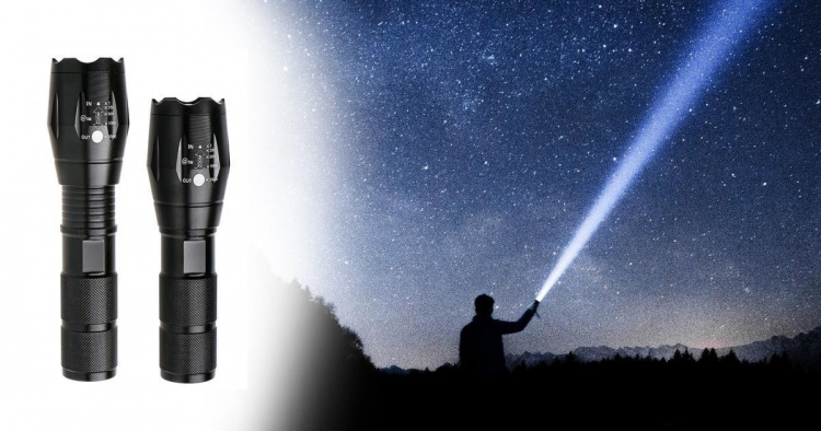 Kraftfull ficklampa med Zoom, CREE XML-T6, 1000LM