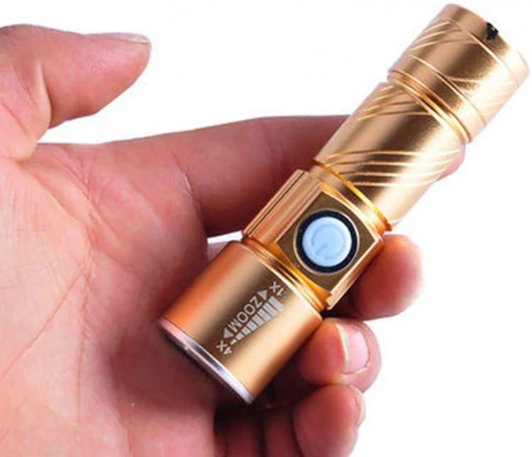 Liten ficklampa, 9 cm, Guld Liten ficklampa, 9 cm, Guld