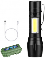 Uppladdningsbar Ficklampa med Förvaringsbox, Svart