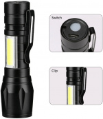 Uppladdningsbar Ficklampa med Förvaringsbox, Svart