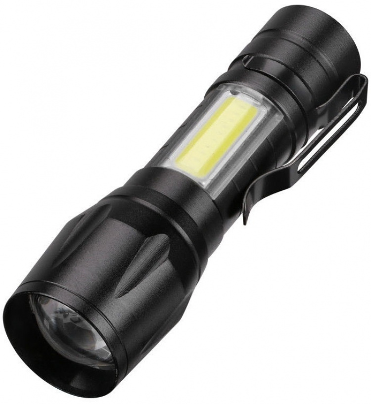 Uppladdningsbar Ficklampa med Förvaringsbox, Svart