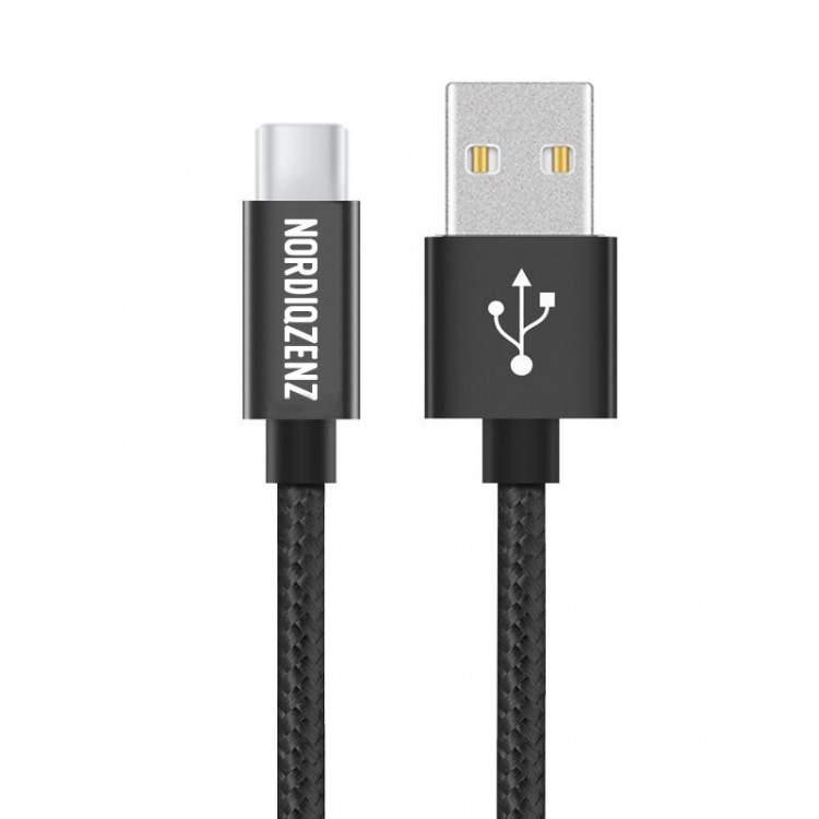 NORDIQZENZ USB-C Textilkabel, 1m, Svart NORDIQZENZ USB-C Textilkabel, 1m, Svart