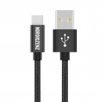 NORDIQZENZ USB-C Textilkabel, 2m, Svart
