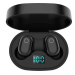 Trådlösa hörlurar, Bluetooth 5.0, med strömbox, Svart