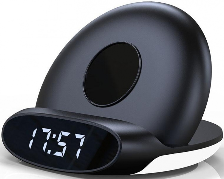 Väckarklocka med Qi-laddning, Svart