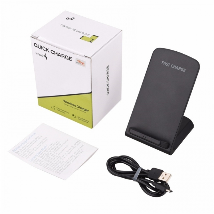 Trådlös Qi Laddställ, Svart