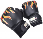 Boxningshandskar, svarta med eldsflammor, 5-14 år