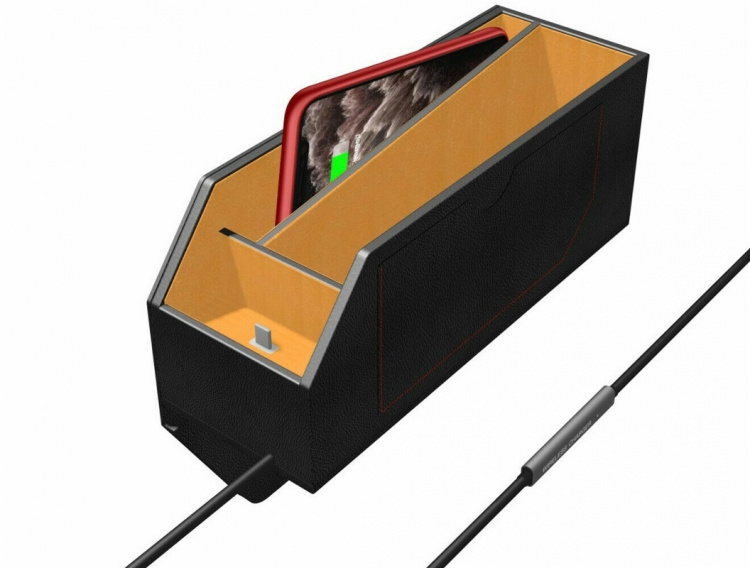 Förvaringsbox med trådlös laddning till bilen Förvaringsbox med trådlös laddning till bilen