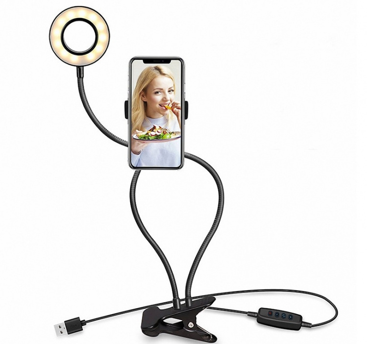 Ring light 9cm med flexibelt stativ och mobilhållare