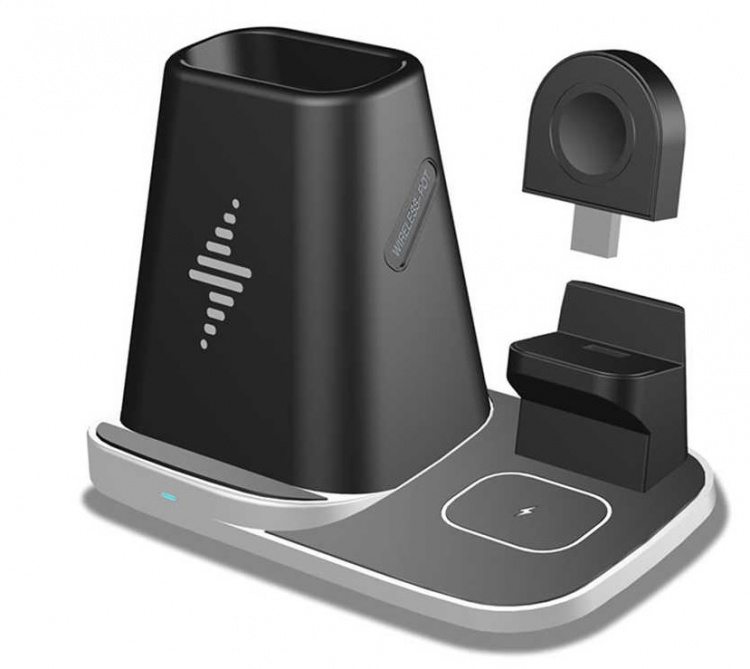 Pennhållare med Trådlös Qi-laddning för Smartphone, iWatch, Airpods