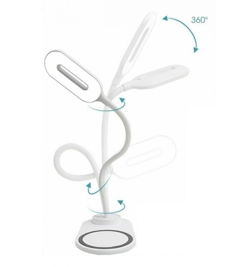 Skrivbordslampa med trådlös Qi-laddning, Vit Skrivbordslampa med trådlös Qi-laddning, Vit