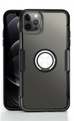 Skal med ringhållare till iPhone 12 mini, Transparent/Svart