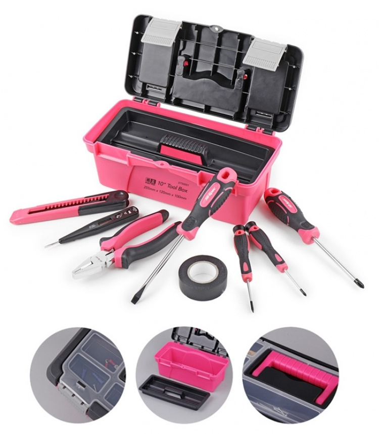 Verktygslåda 9 delar, Rosa