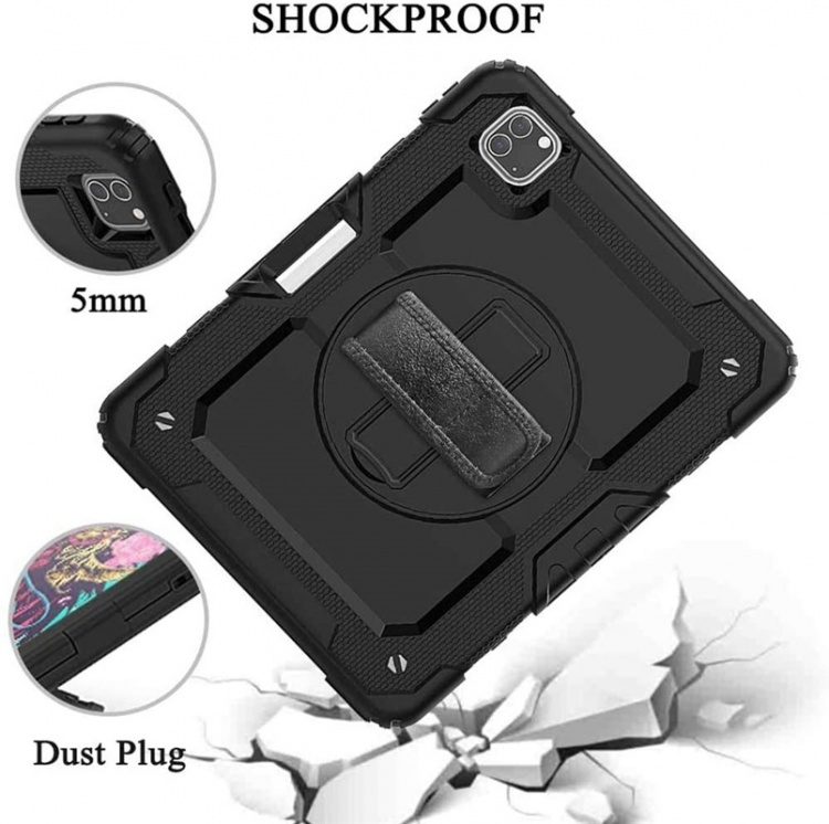 Fodral till iPad Air 4 2020 med pennhållare och axelrem, Svart