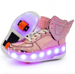 Skor med LED-ljus och hjul strl 36, Rosa