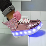 Skor med LED-ljus och hjul strl 36, Rosa