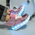 Skor med LED-ljus och hjul strl 36, Rosa
