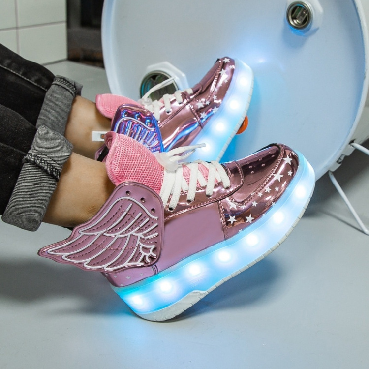 Skor med LED-ljus och hjul strl 36, Rosa