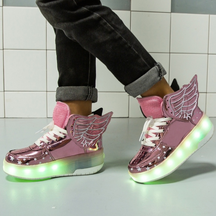 Skor med LED-ljus och hjul strl 36, Rosa