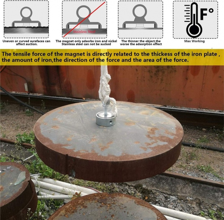 Neodymmagnet med 60kg lyftkraft, D2, Rep & Handskar Neodymmagnet med 60kg lyftkraft, D2, Rep & Handskar