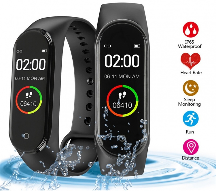 Smart aktivitetsarmband till iPhone och Android, Svart