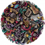 Runt pussel med musikmotiv, 1000 bitar