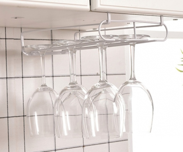 Vinglashängare i metall för 6 glas, Vit