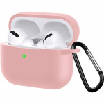 Skyddsfodral i silikon med krok till Airpods Pro, Rosa Skyddsfodral i silikon med krok till Airpods Pro, Rosa